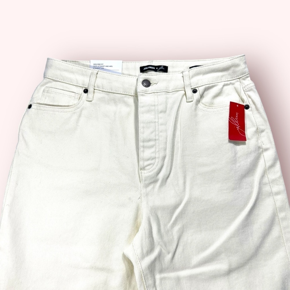 Joe Fresh High Rise Straight Leg Jeans White Cream Women’s 30 NWT Jillian Collab - Picture 3 of 13